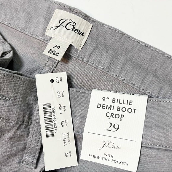 J. Crew NWT Billie Demi Boot Crop Pants 29 8 garment dyed light gray stretch - Picture 5 of 12
